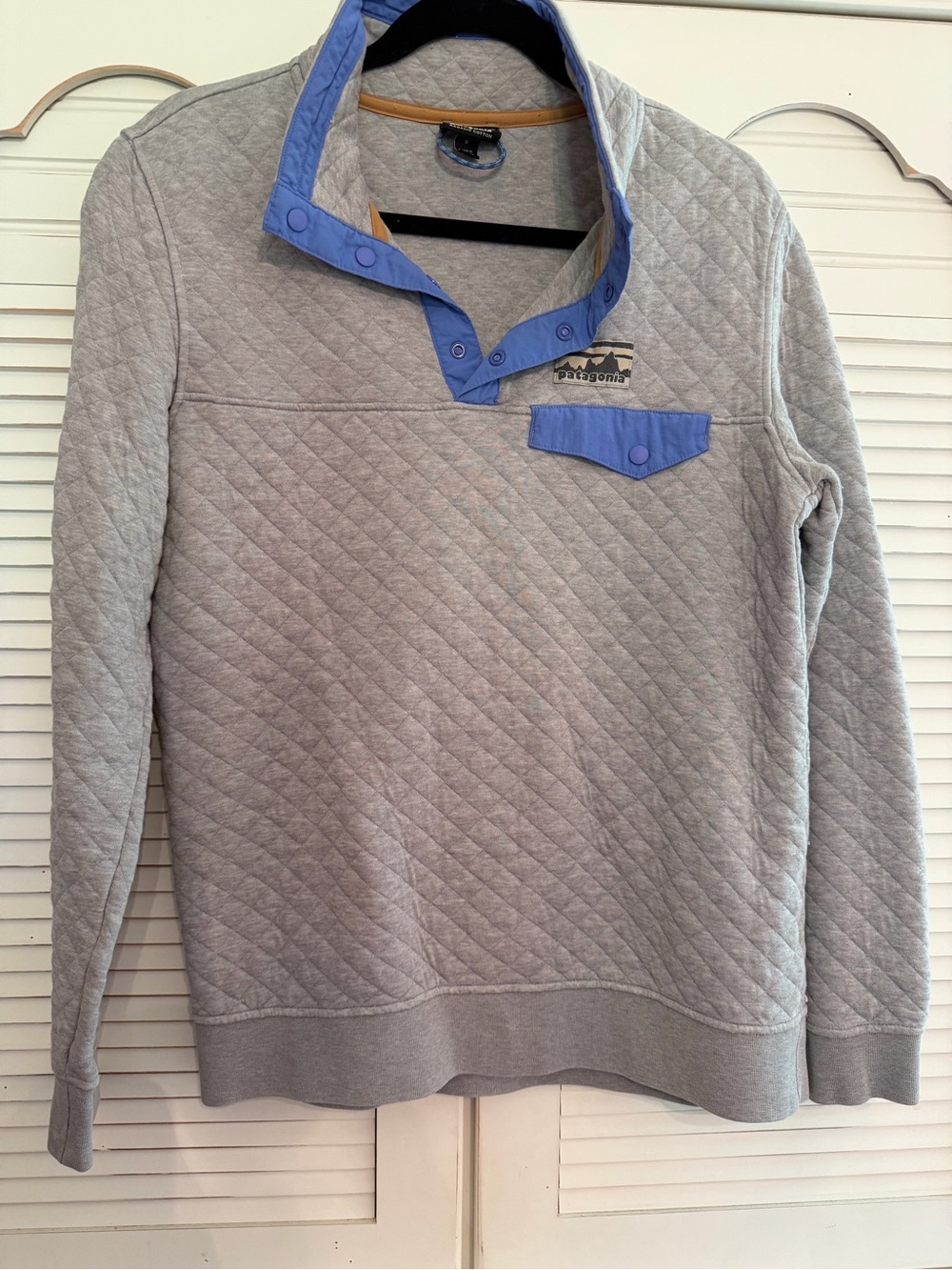 Patagonia Quilted Pullover with Blue Trim
